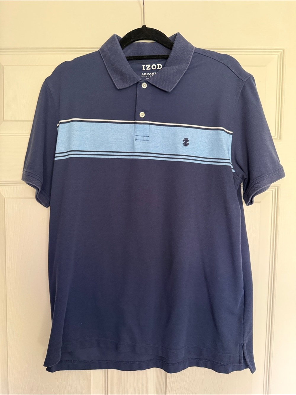 Izod Navy Polo with Light Blue Chest Stripe
